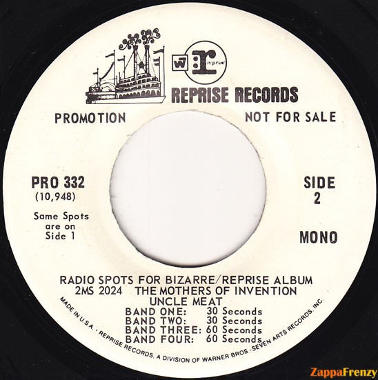 Radio Spots For Bizarre/Reprise Album 2MS 2024 - The Mothers Of Invention - Uncle Meat